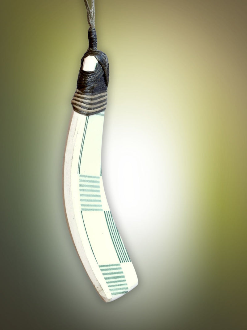 Crown Lynn Green Gingham Ceramic Pendant