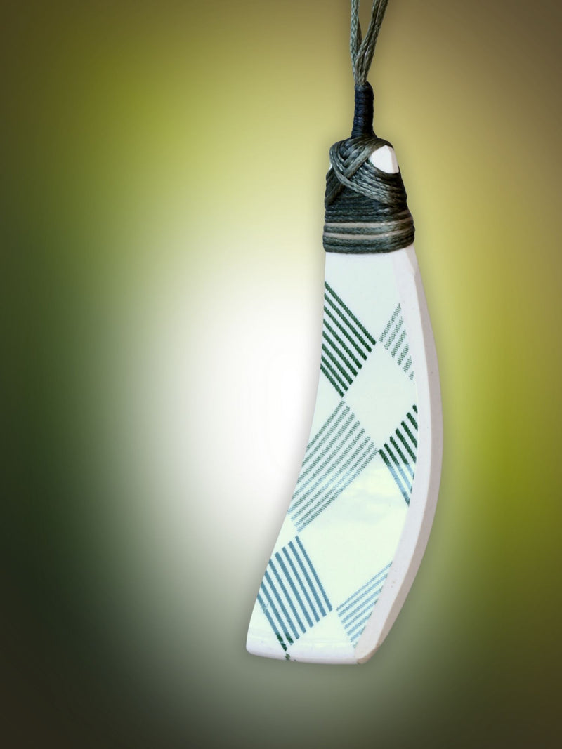 Crown Lynn Green Gingham Ceramic Pendant