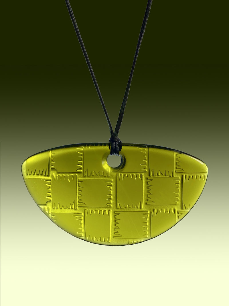 Half Round Woven Pendant in Warm Green