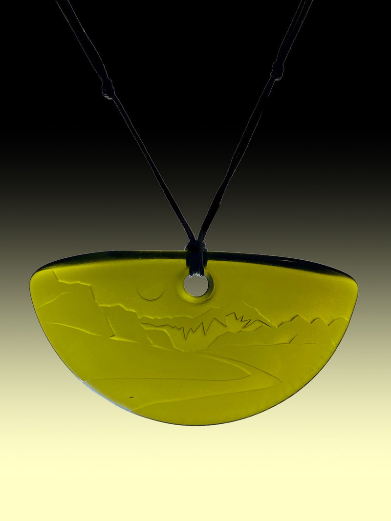 Half Round Landscape Pendant in Subtle Green