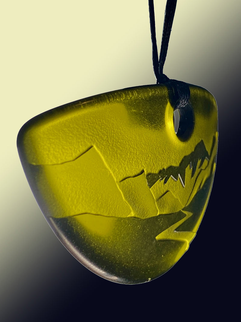 Half Round Landscape Pendant in Warm Green