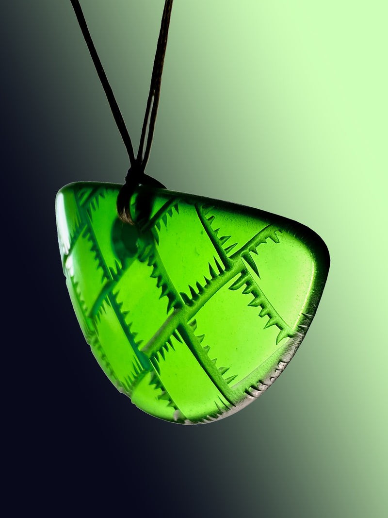 Half Round Woven Pendant in Bright Green