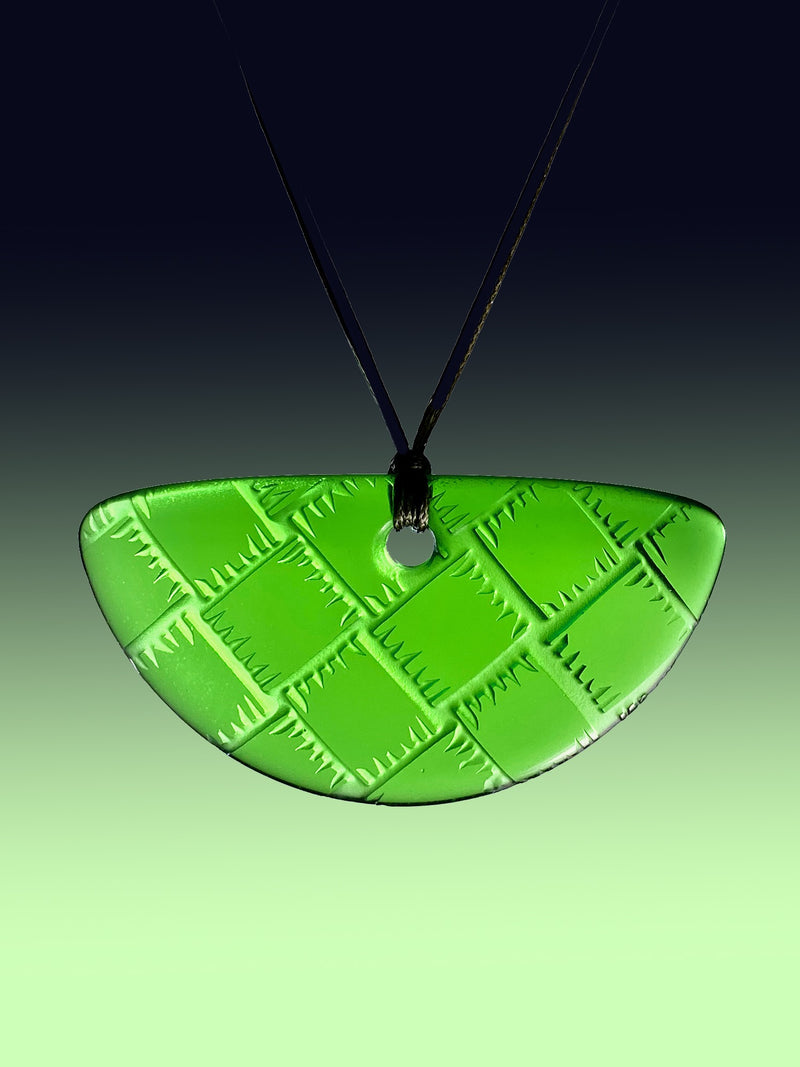 Half Round Woven Pendant in Bright Green