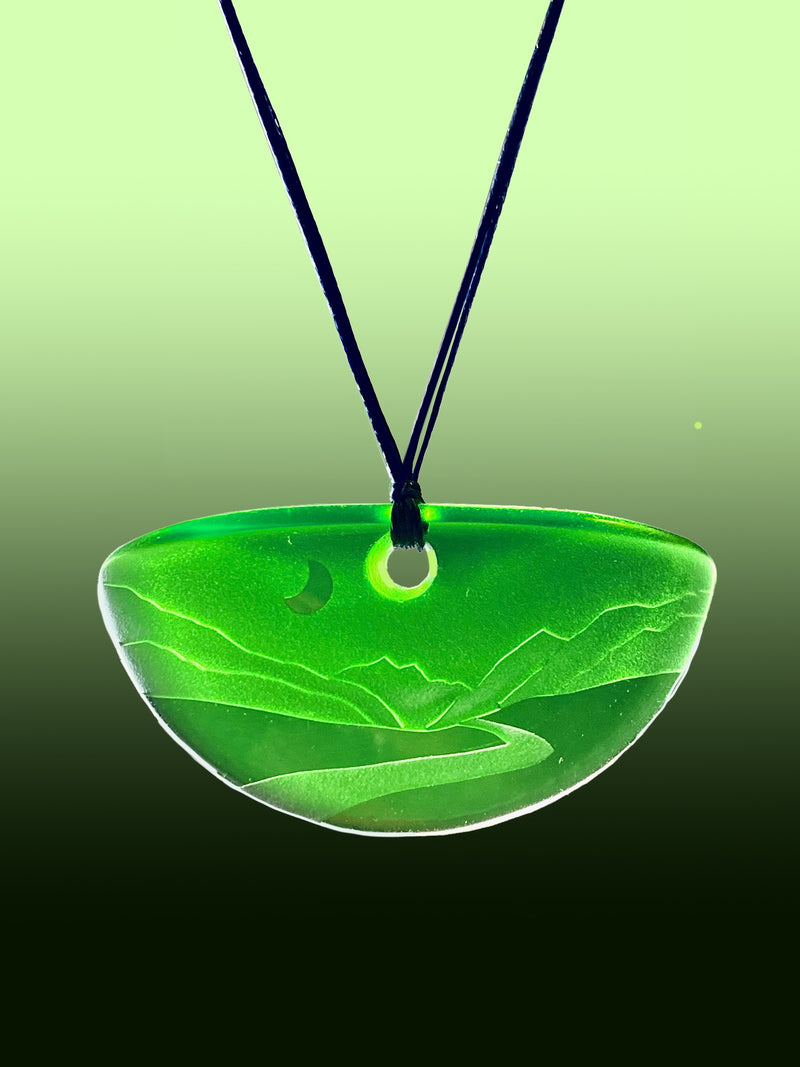 Half Round Nightscape Pendant in Bright Green