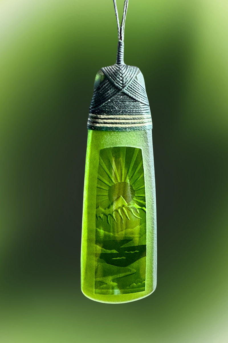 Warm Green Sunburst Pendant