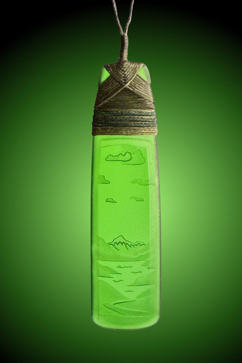 Green Cloudy Landscape Pendant