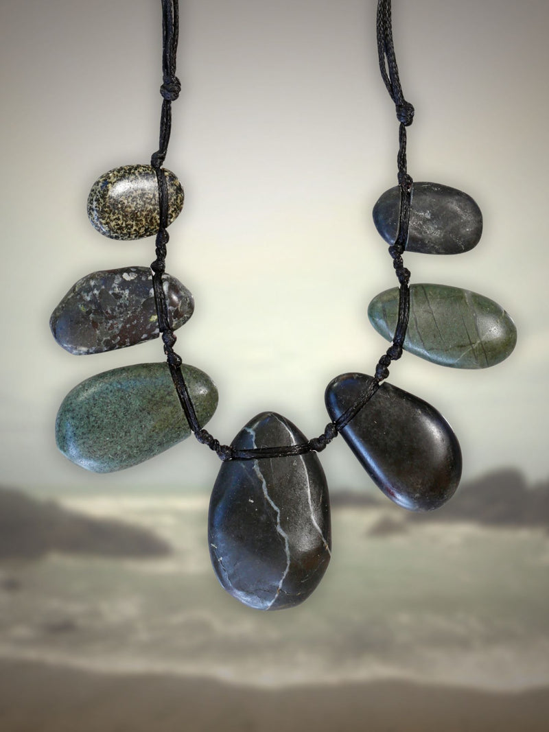 Gem Stone Necklace Greys and Greens