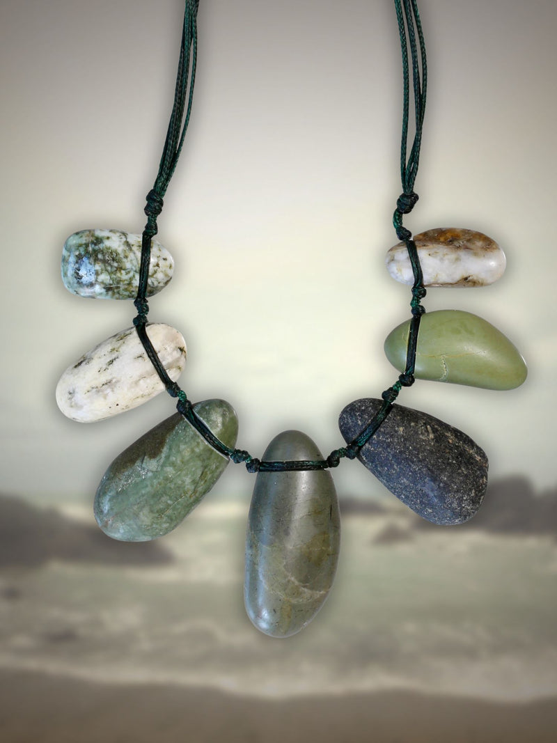 Gem Stone Necklace Greys and Greens