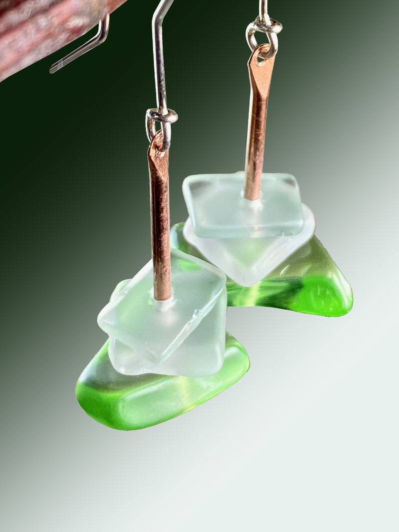 Cool Green Three Drop Earrings