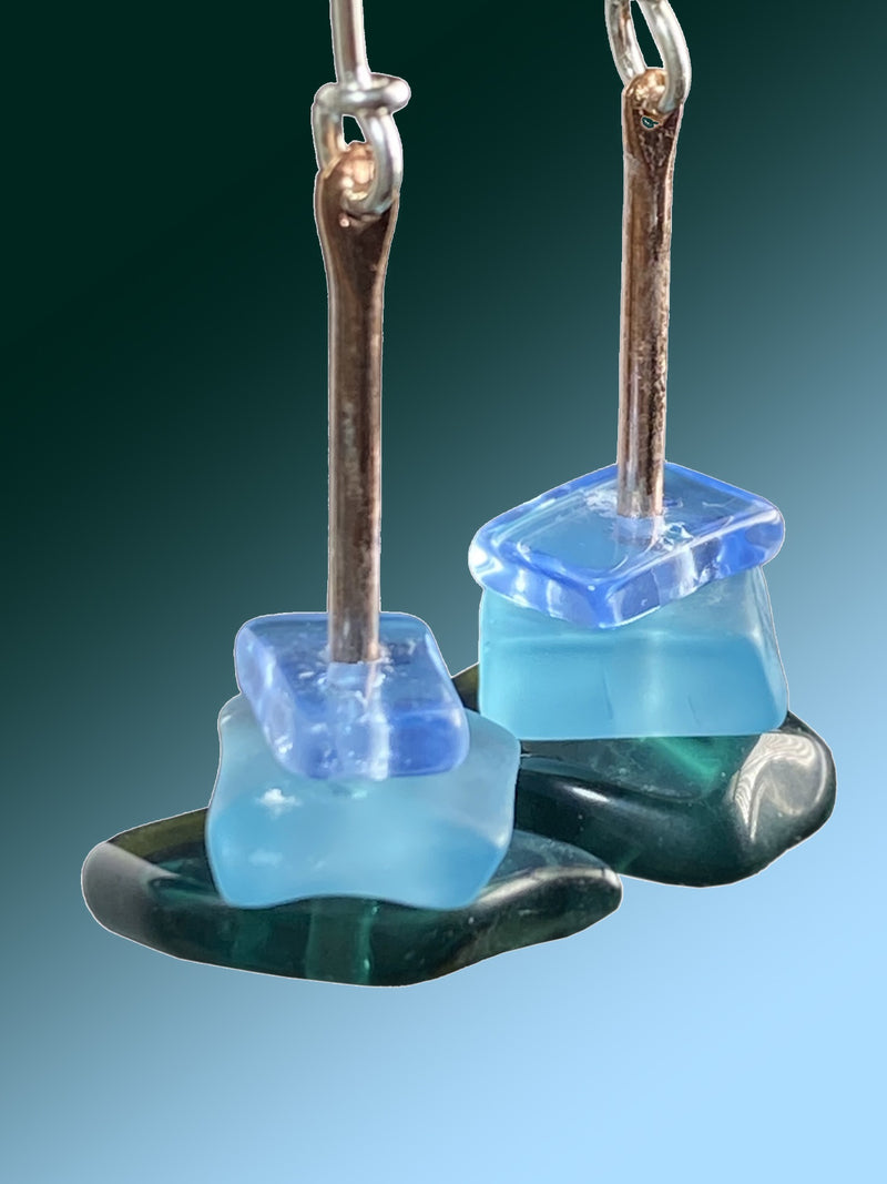 Three Drop Earrings in Blues