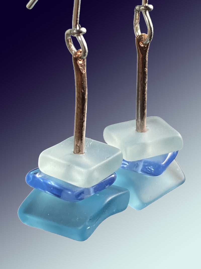 Three Drop Earrings in Blues