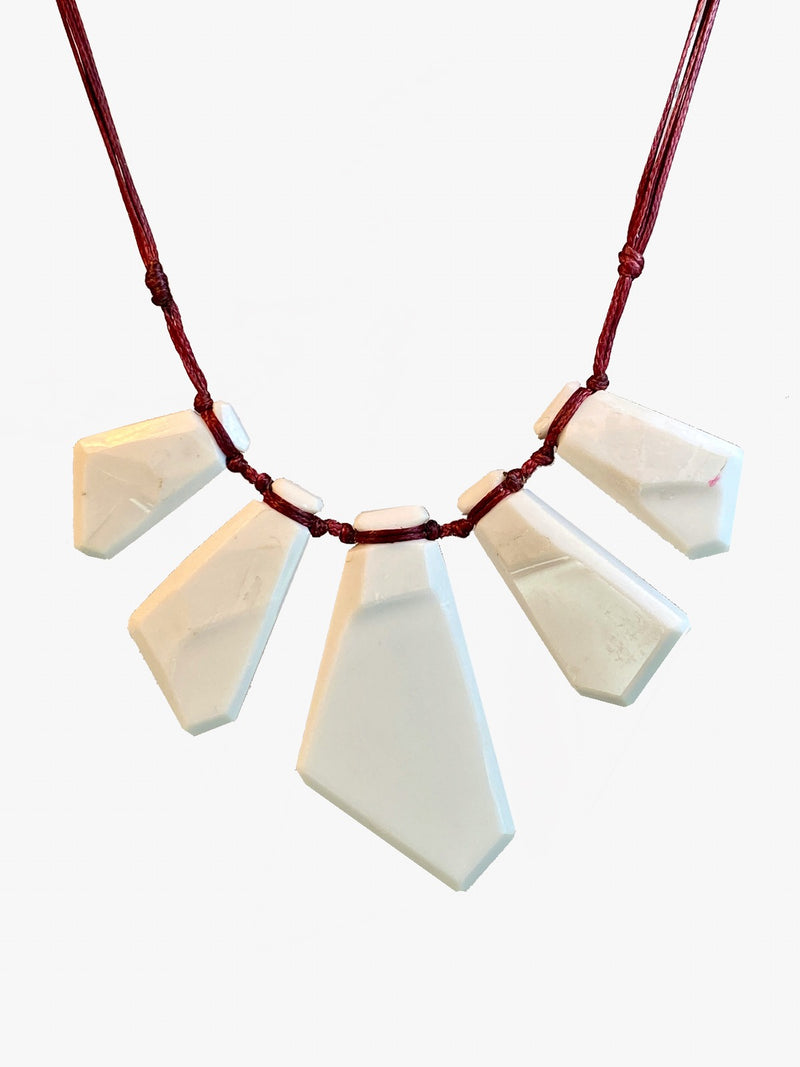Pink and White Ceramic Array Necklace