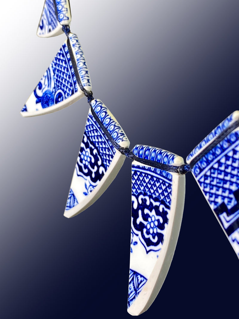 Crown Lynn Willow Pattern Statement Necklace