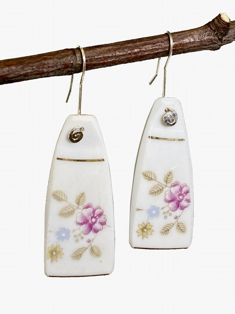 Pink Flower Ceramic Earrings