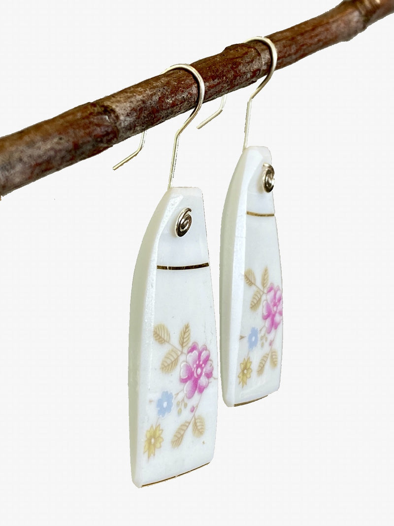 Pink Flower Ceramic Earrings
