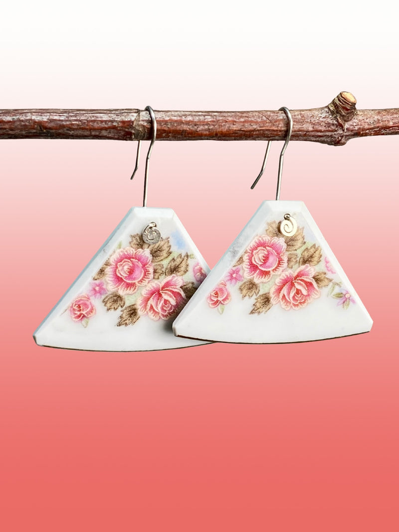 Floral Fan Ceramic Earrings