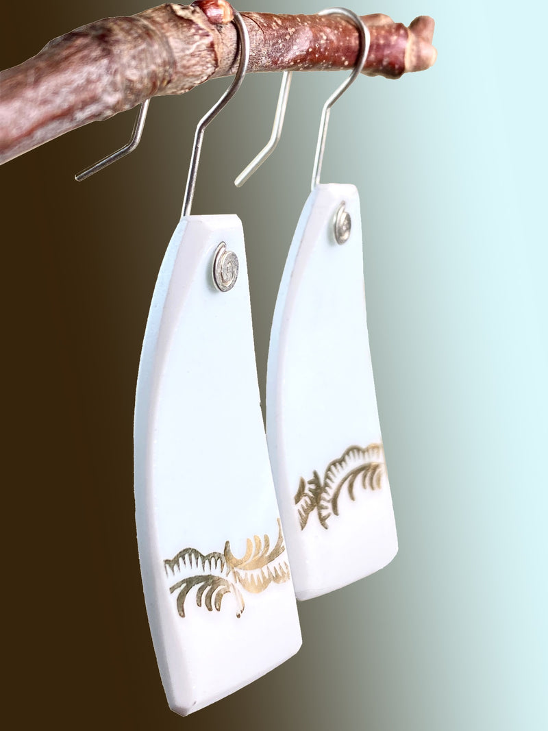 Gold Flourish Ceramic Earrings