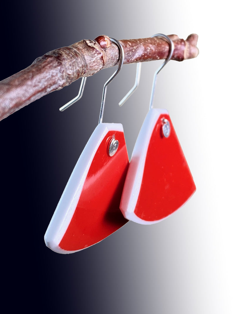 Red Fan Ceramic Earrings