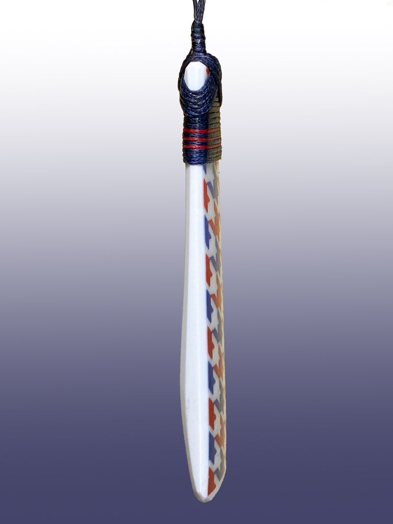 Slender Houndstooth Ceramic Pendant