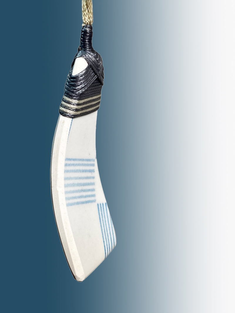 Crown Lynn Blue Gingham Ceramic Pendant