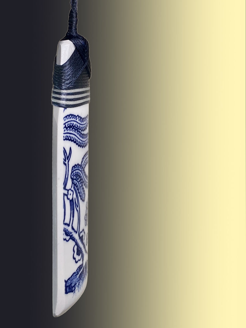 Crown Lynn Willow Pattern Ceramic Pendant