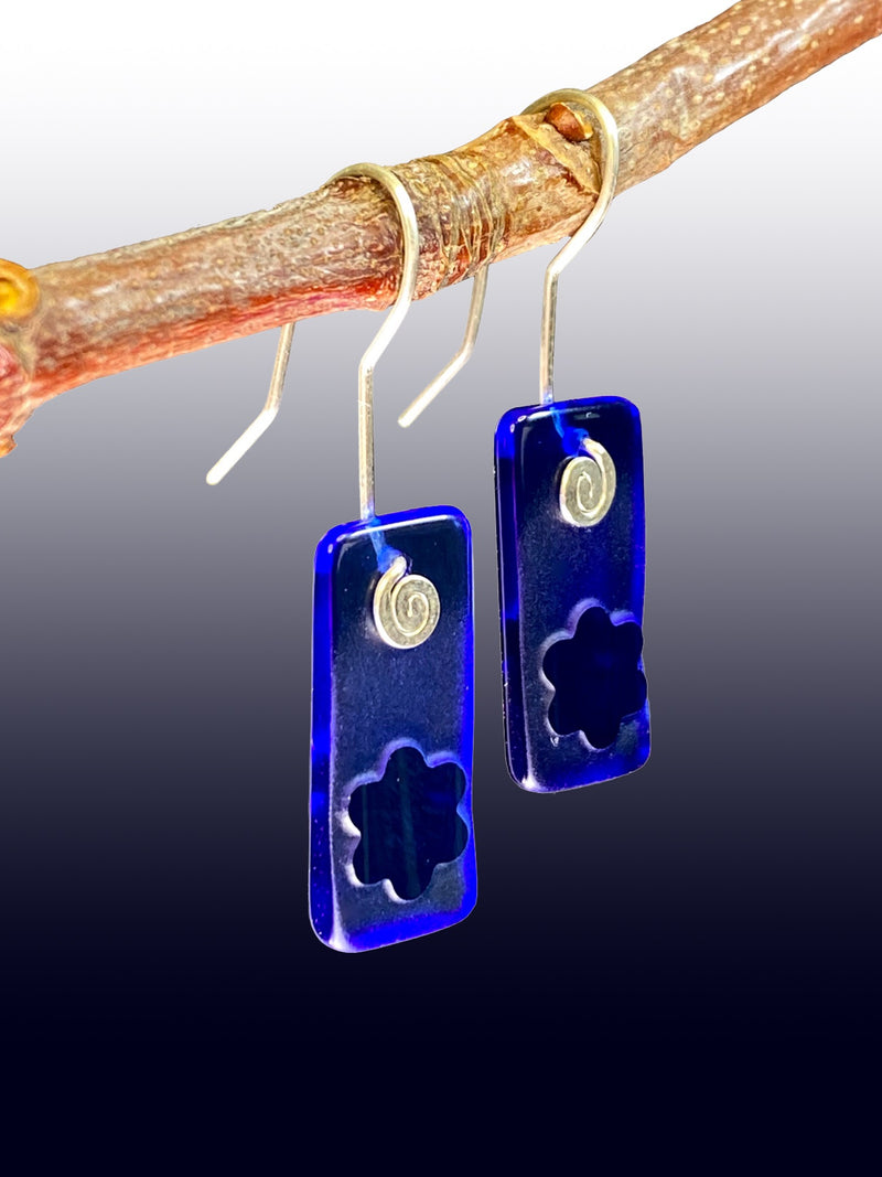 Flower Signature Earrings in Cobalt Blue