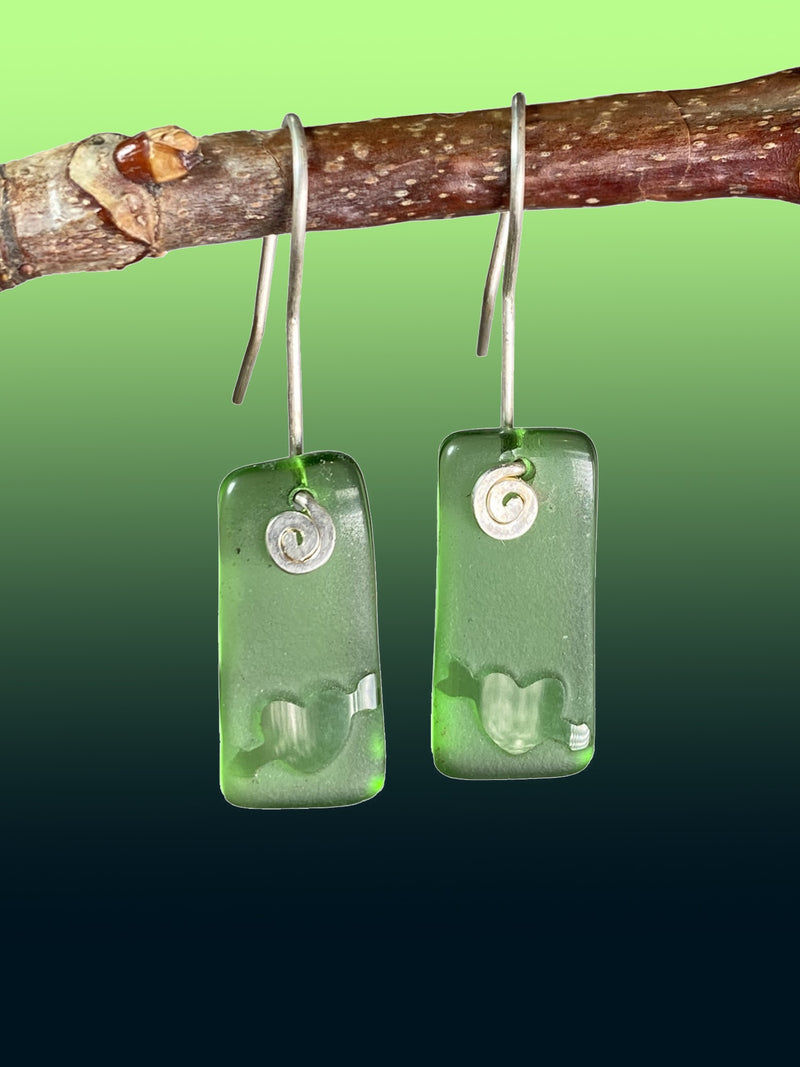 Heart Signature Earrings in Bright Green