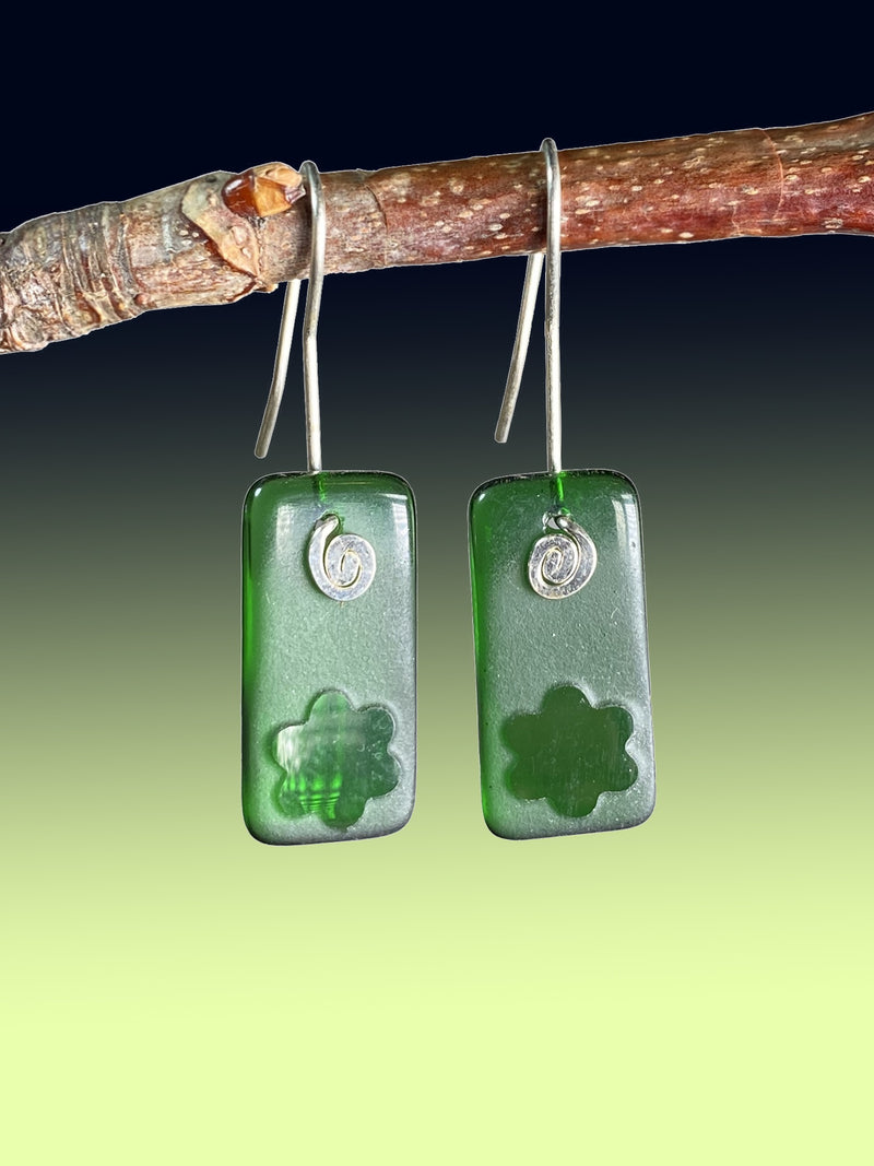 Flower Signature Earrings in Bright Green