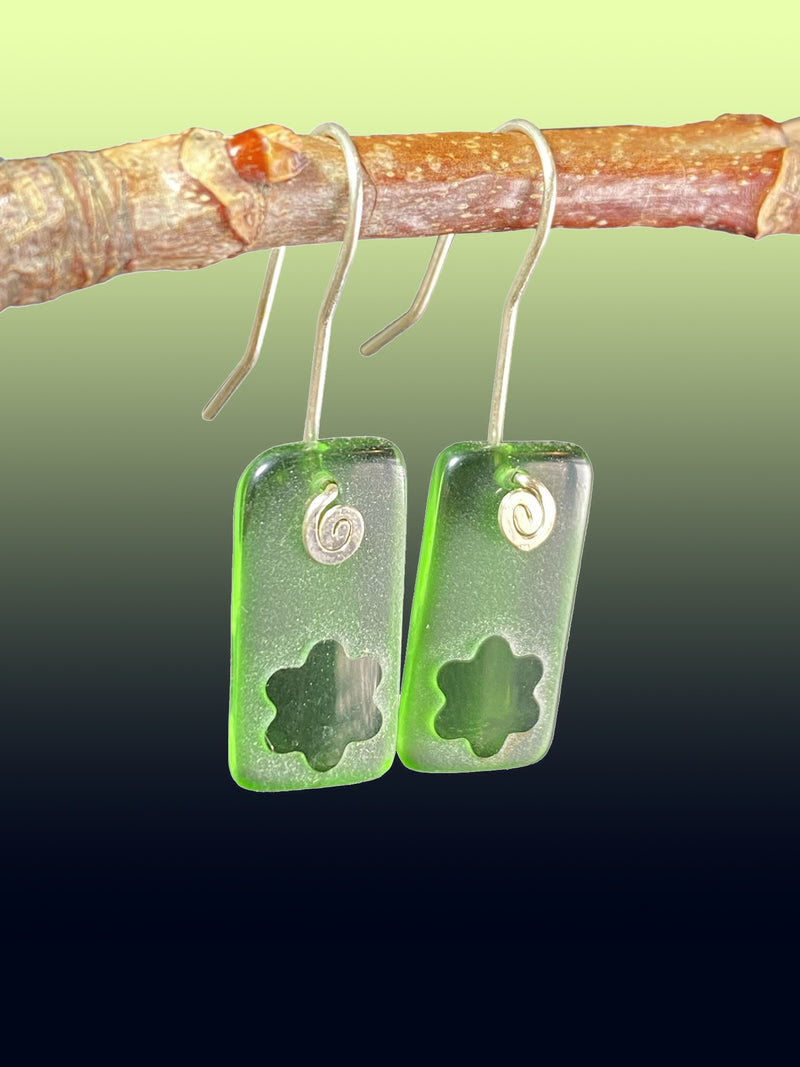 Flower Signature Earrings in Bright Green