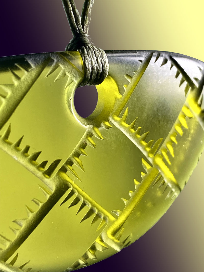 Small Half Round Woven Pendant in Warm Green