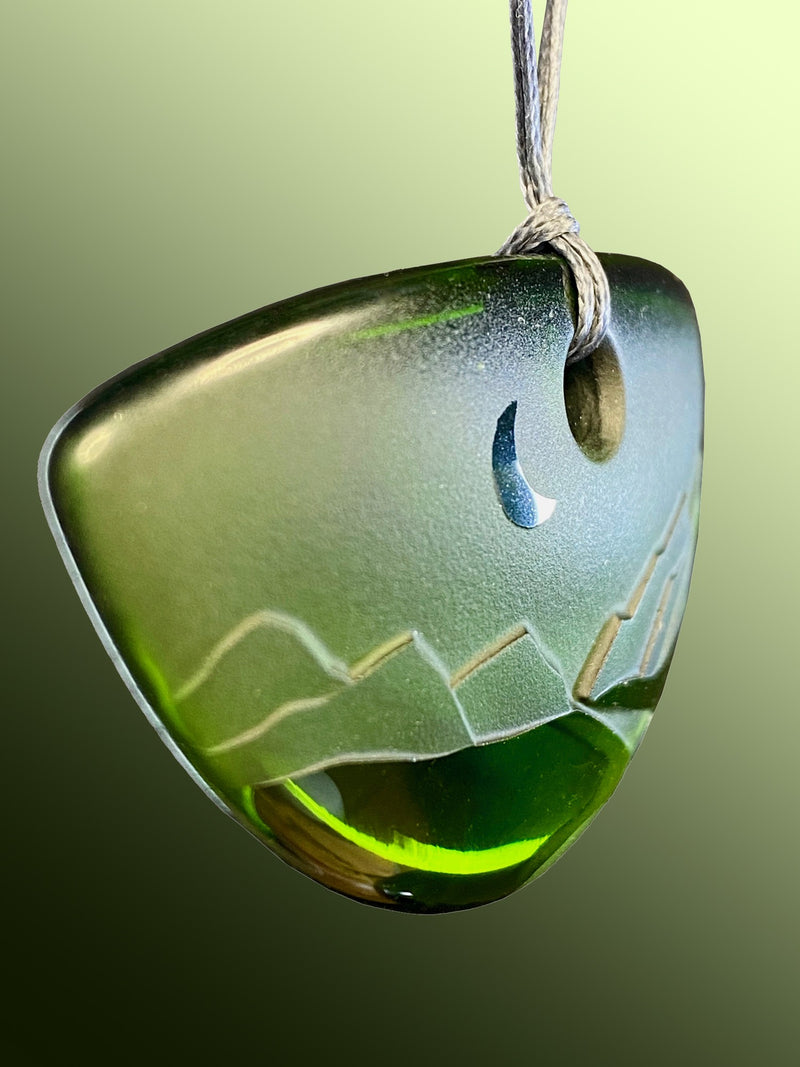 Half Round Nightscape Pendant in Green