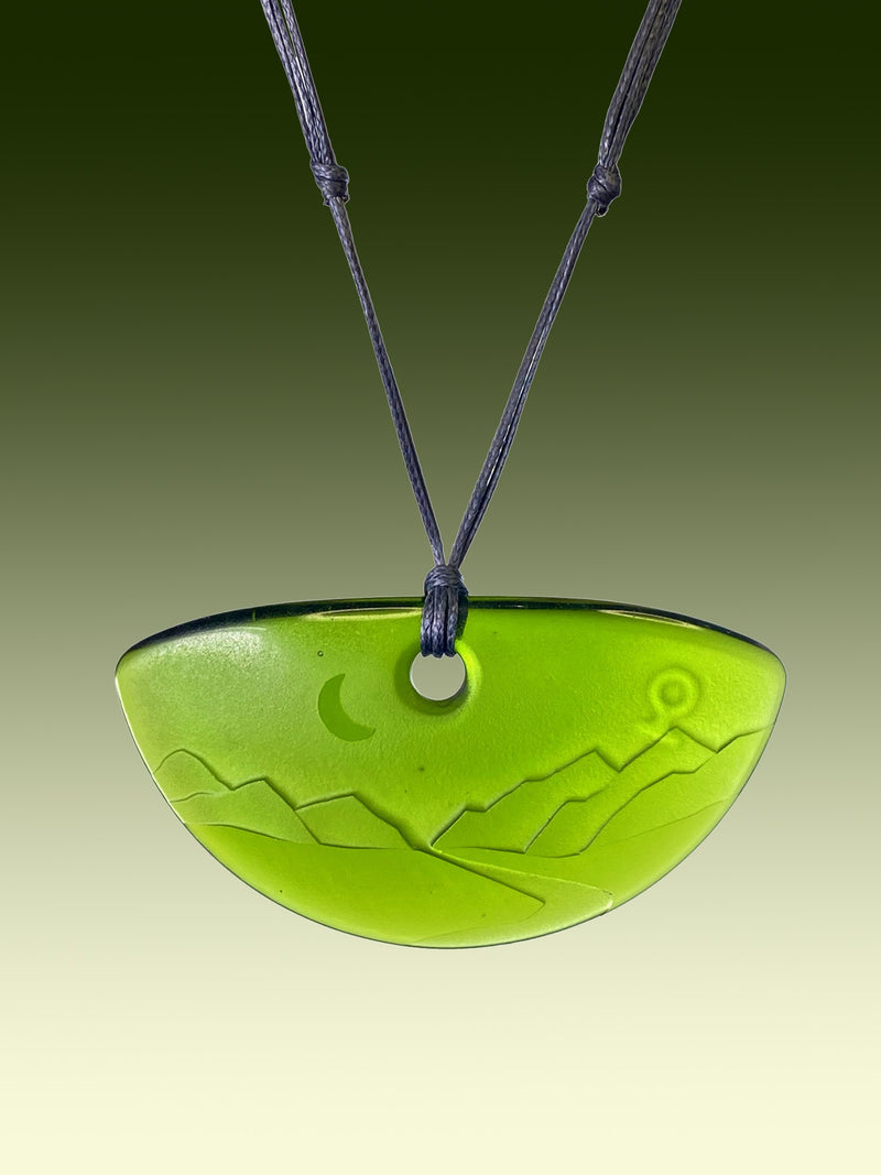 Half Round Nightscape Pendant in Green