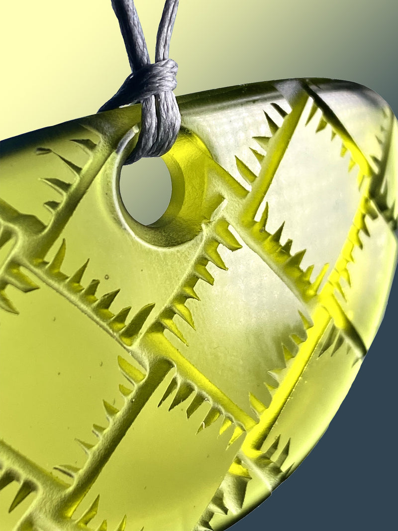 Small Half Round Woven Pendant in Warm Green