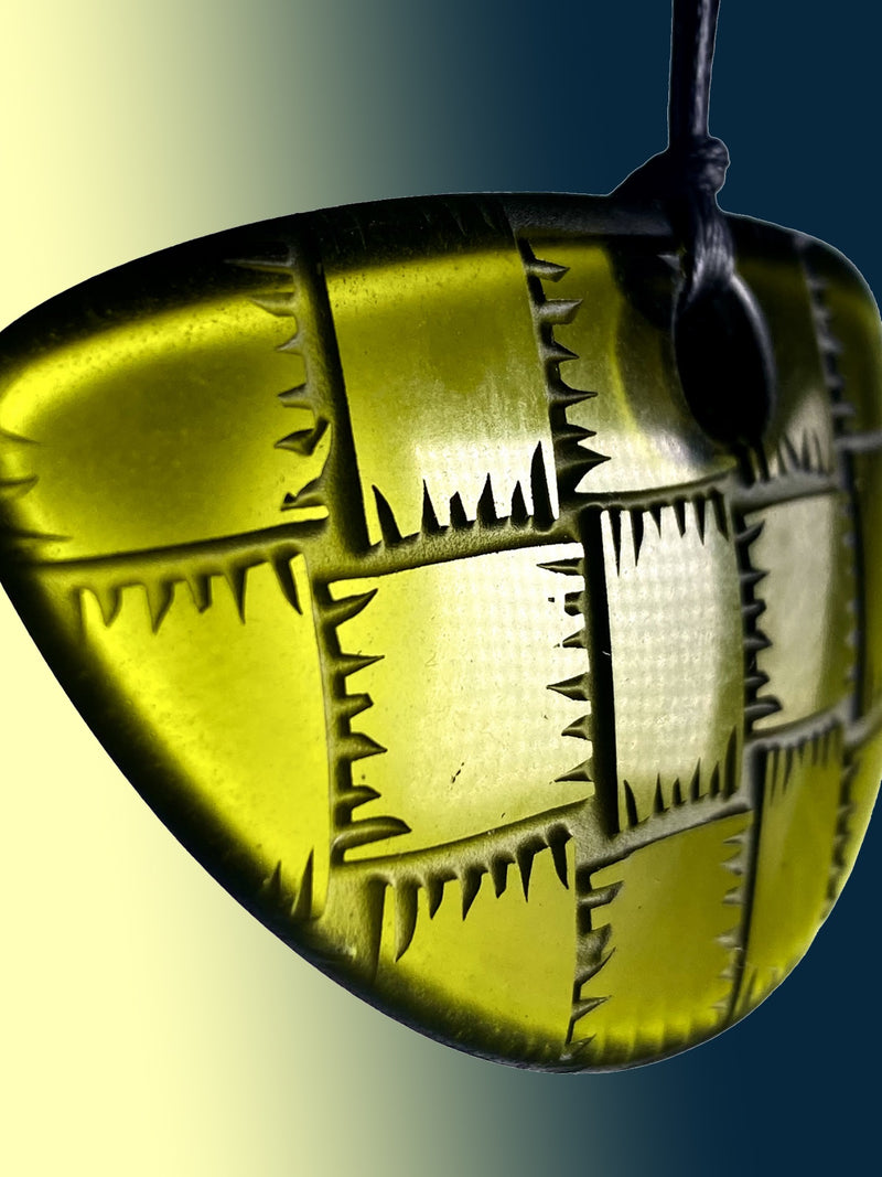 Half Round Woven Pendant in Warm Green