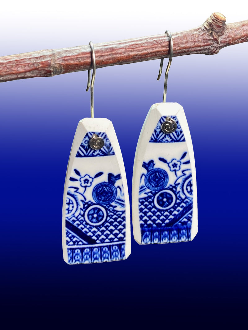 Willow Pattern Ceramic Earrings