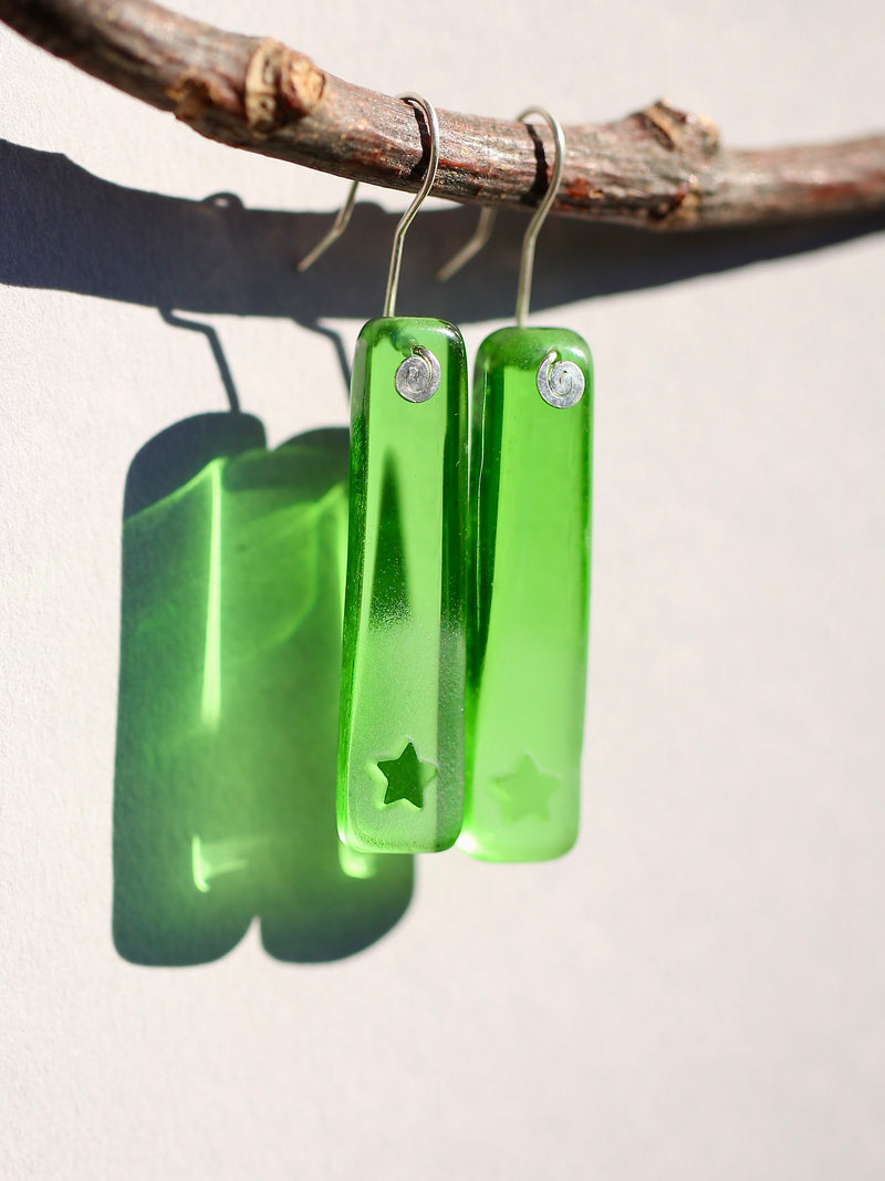 Star Signature Earrings in Bright Green