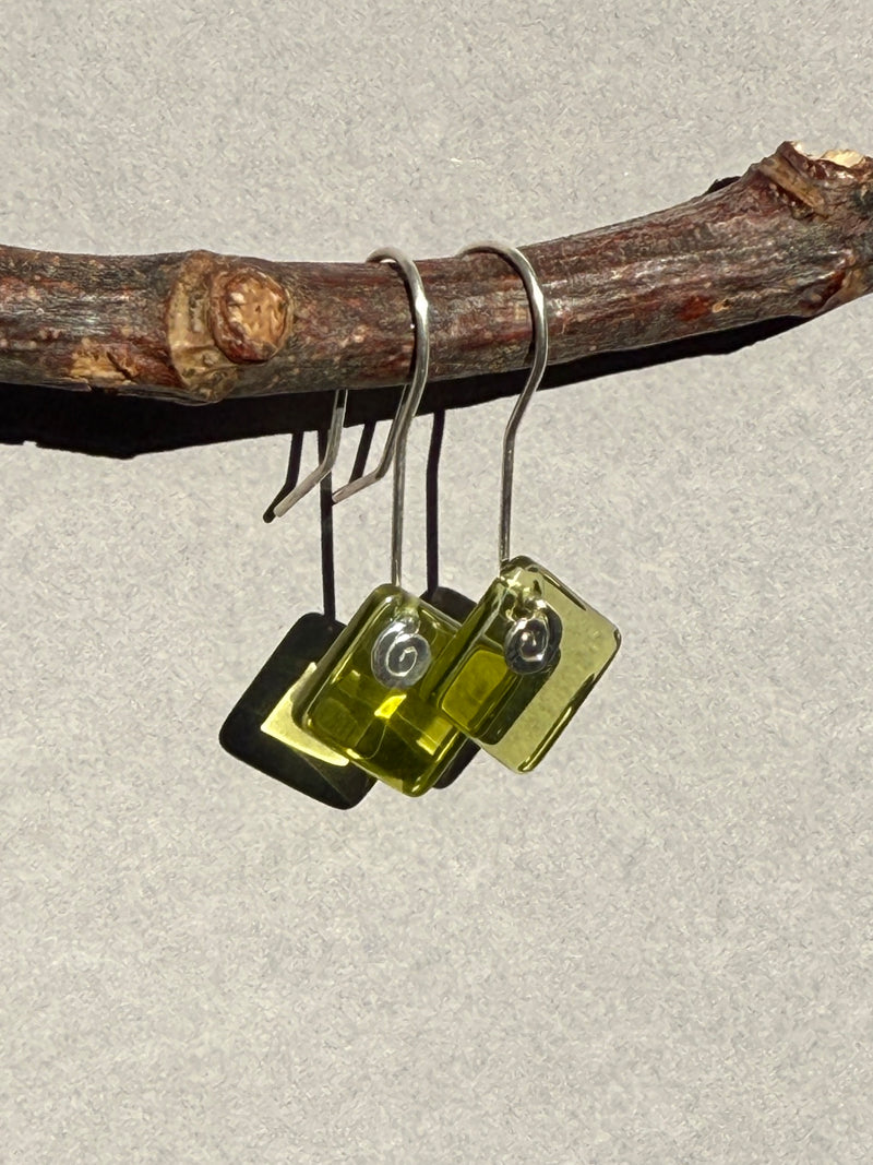 Diamond Earrings in Warm Green