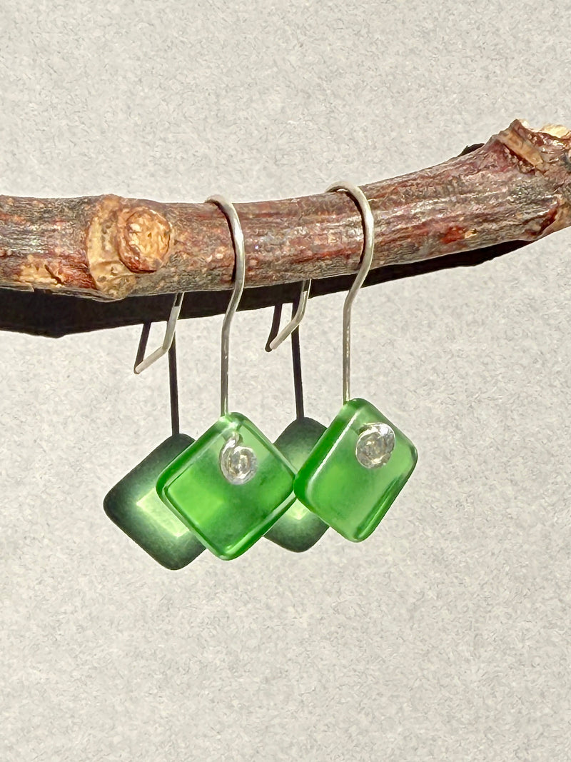 Diamond Earrings in Bright Green