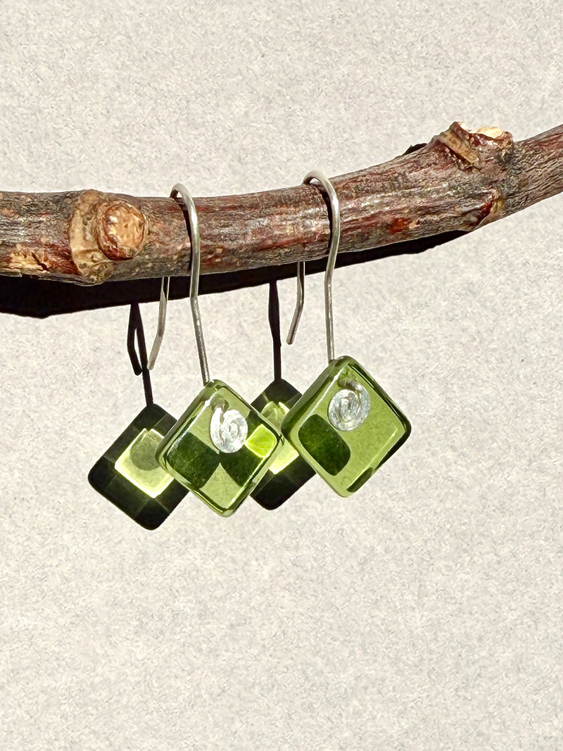 Diamond Earrings in Green