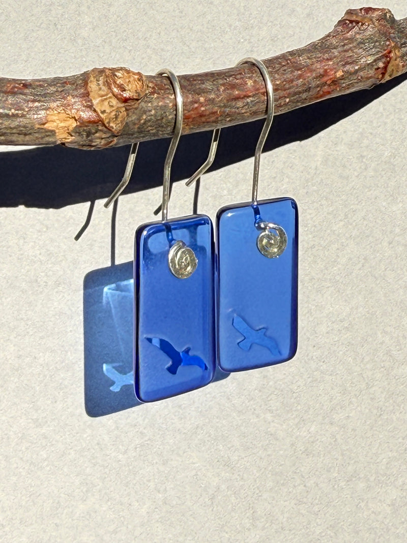 Gull Earrings in Cobalt Blue