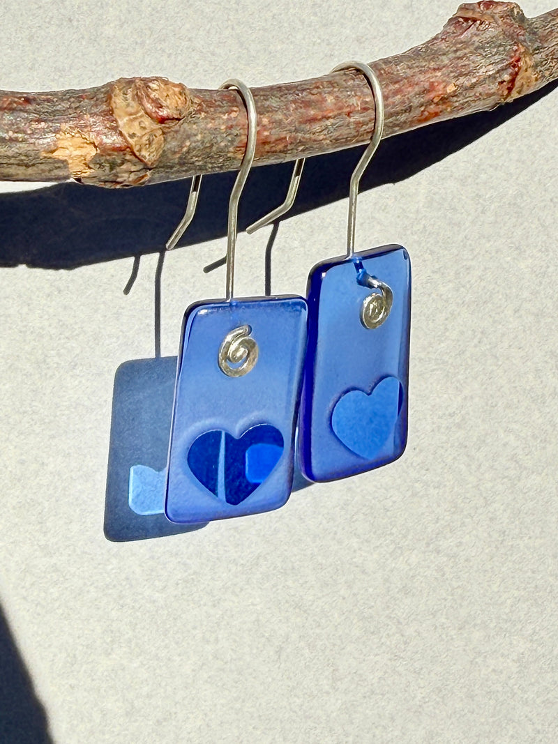 Heart Signature Earrings in Cobalt Blue