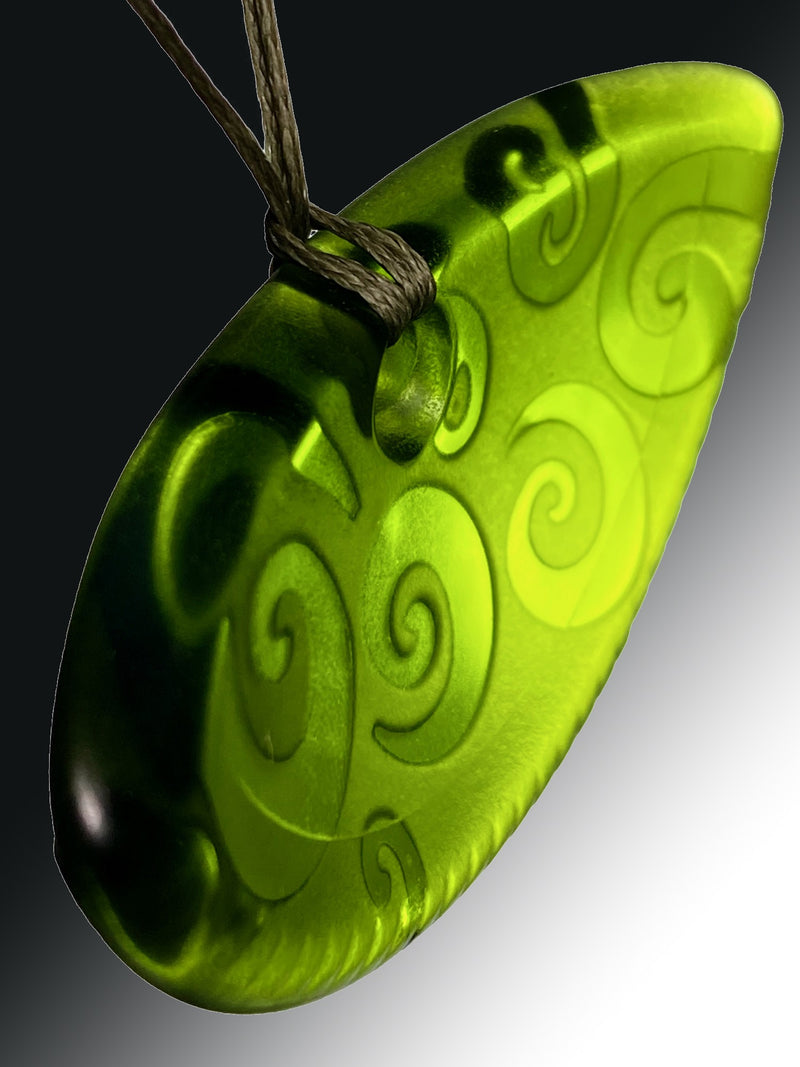 Half Round Koru Pendant in Green