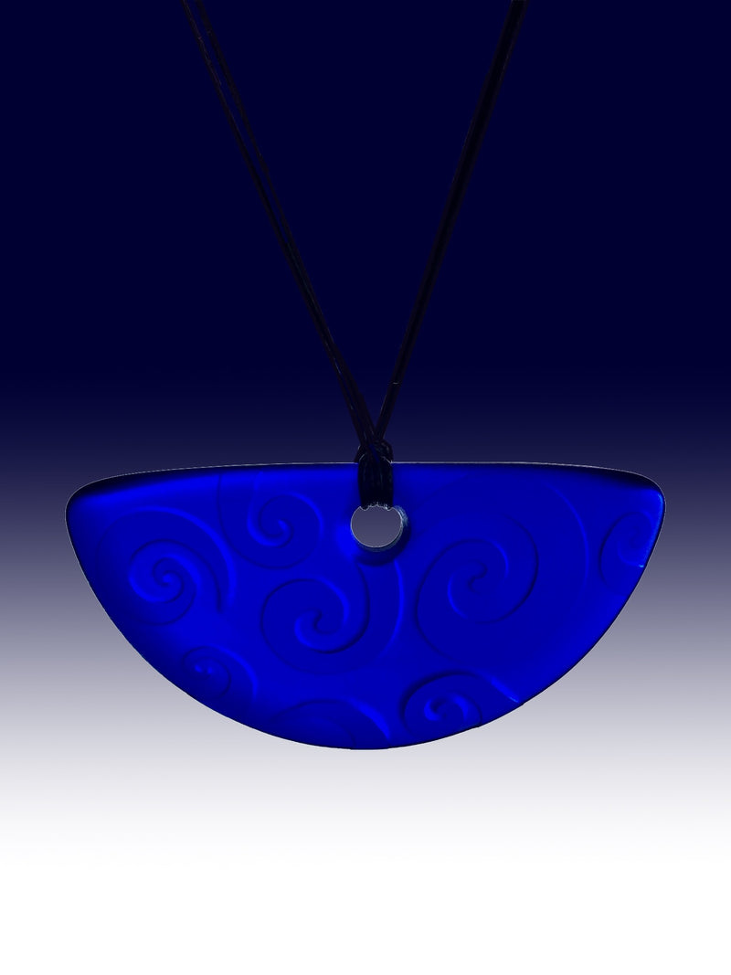 Half Round Koru Pendant in Cobalt Blue