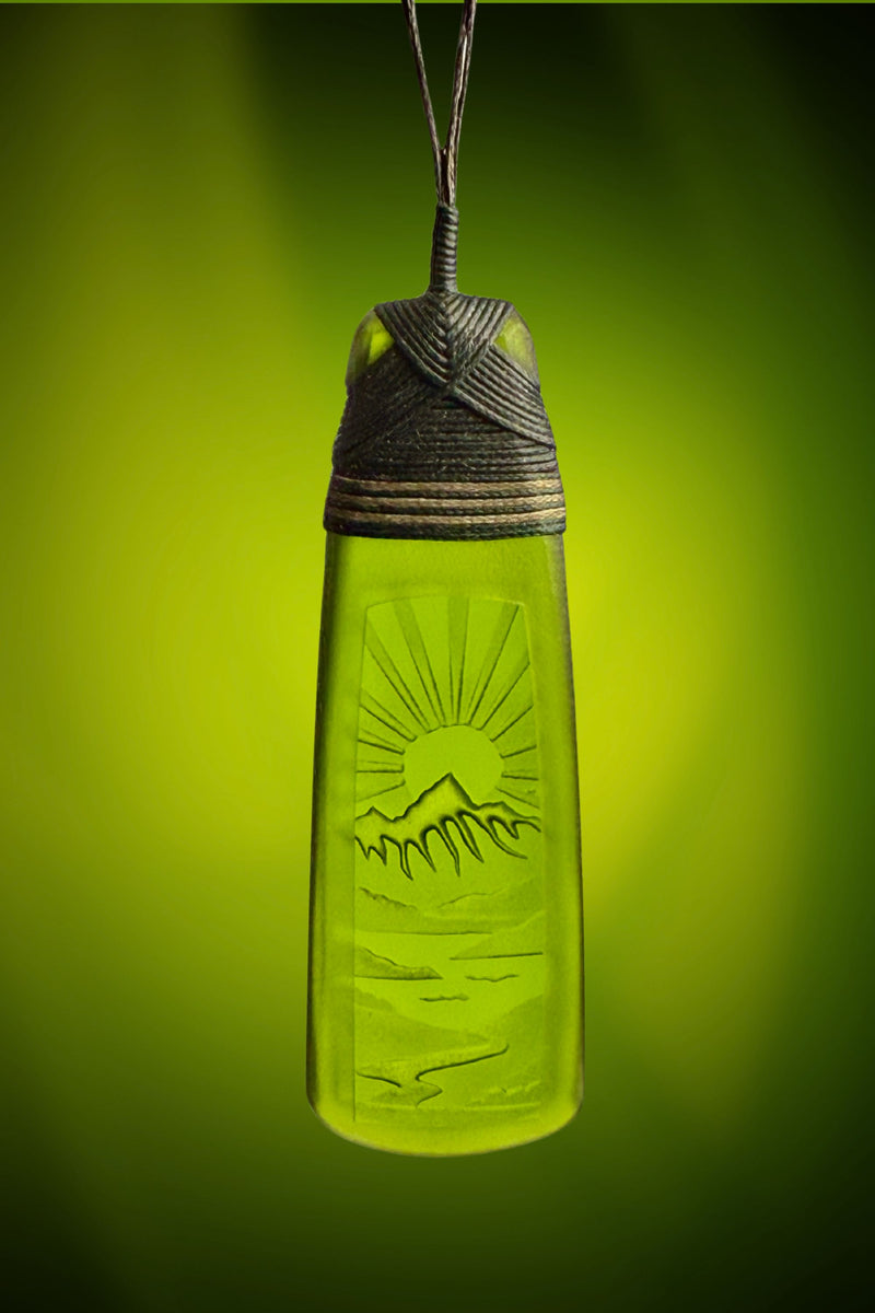 Warm Green Sunburst Pendant