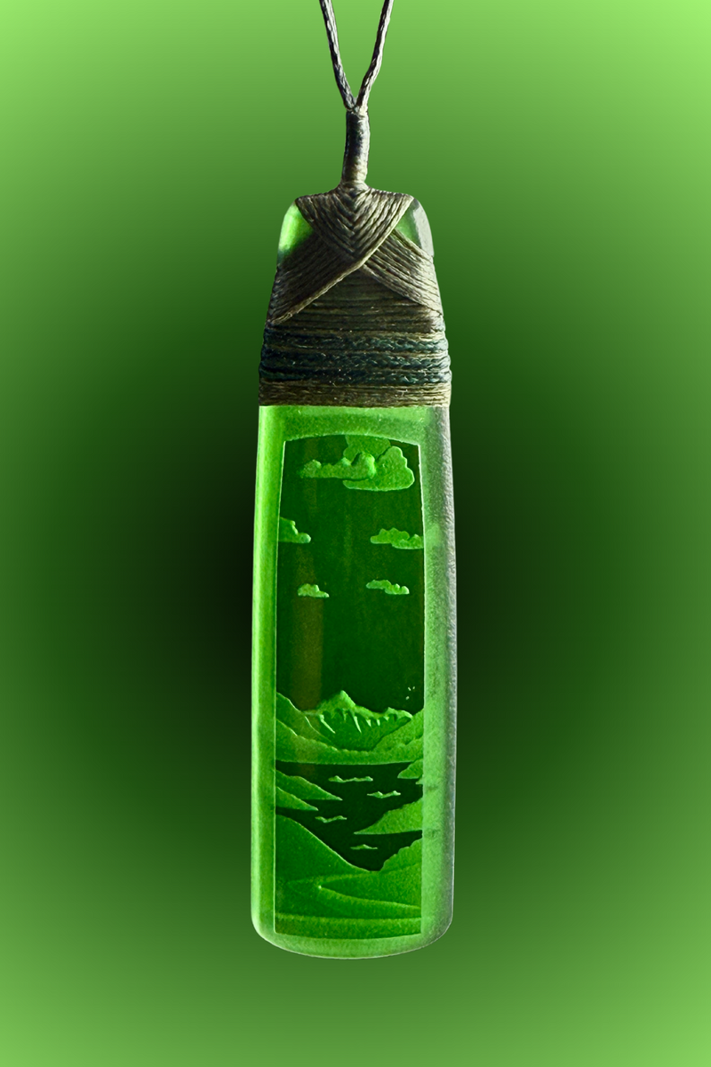 Green Cloudy Landscape Pendant