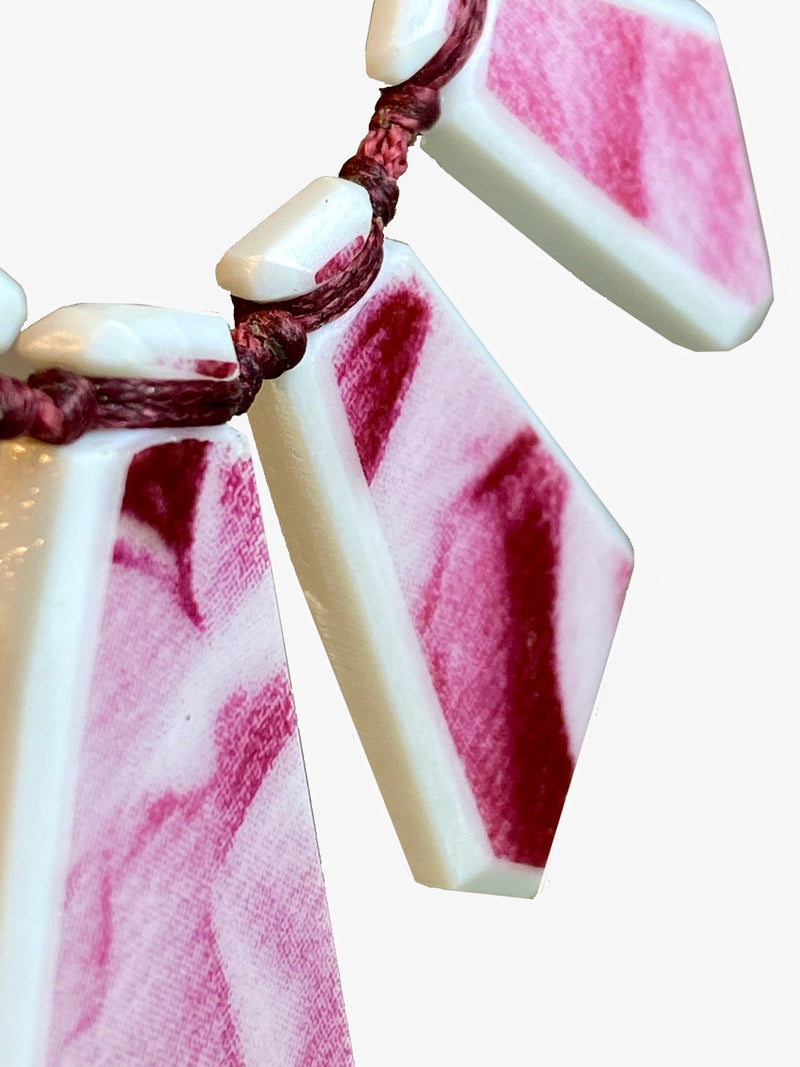 Pink and White Ceramic Array Necklace