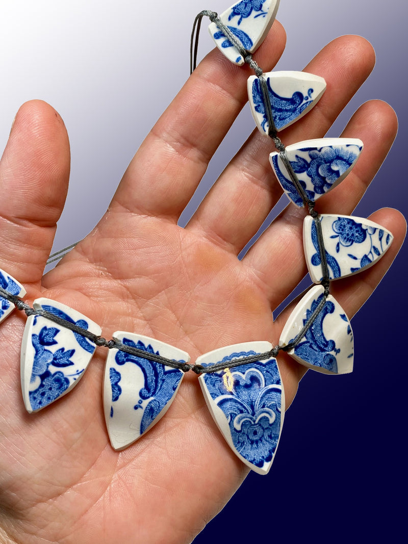 Vintage Blue China Statement Necklace