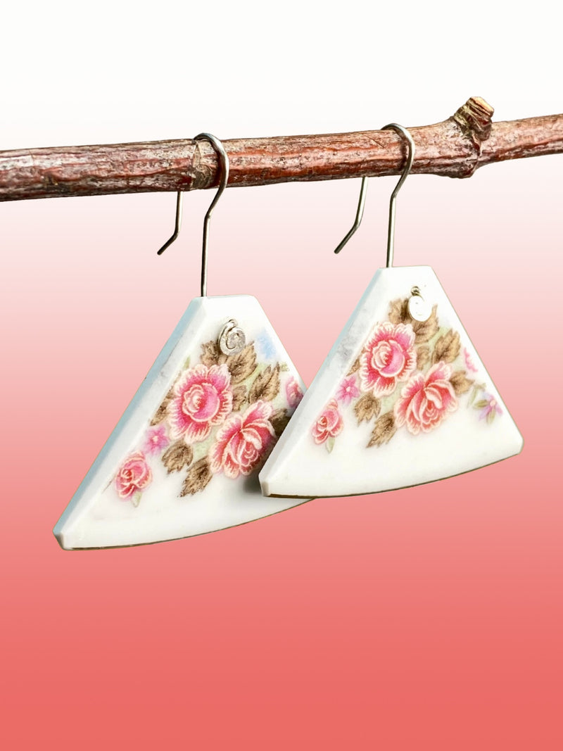 Floral Fan Ceramic Earrings