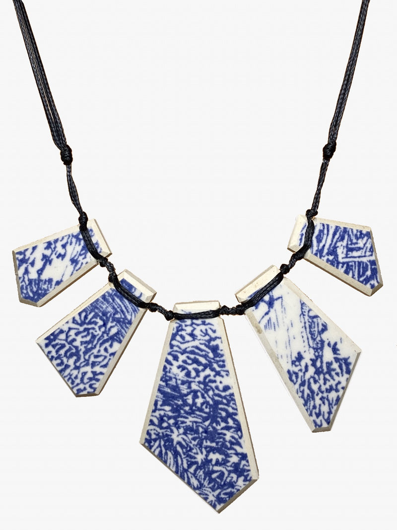 Crown Lynn Blue Ceramic Array Necklace