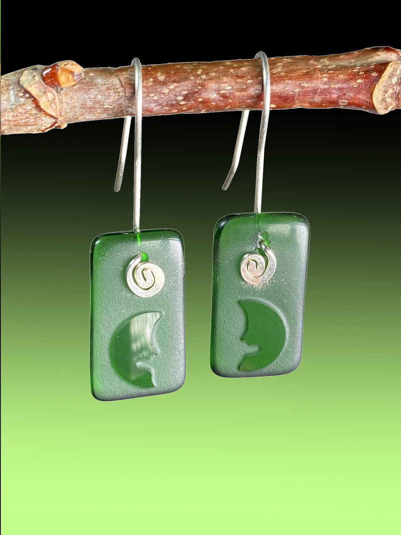 Man in the Moon Signature Earrings in Bright Green